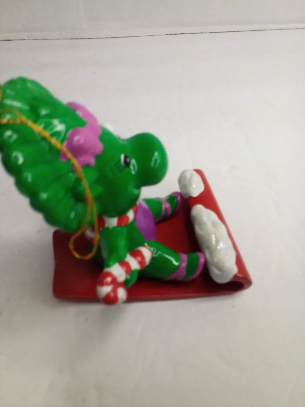 Baby Bop Sledding Christmas Ornament Plastic Barney 2000 Lyons Partnership